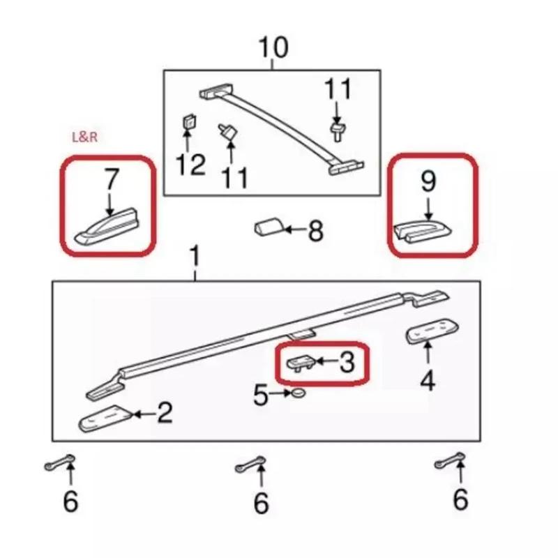 4Pcs Roof Rack Rail End Cover For Toyota Land Cruiser 1998-2007 63491-60060 63492-60060 63493-60070 63494-60080