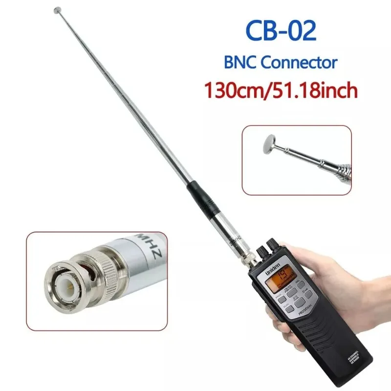 130CM/51.18inch 27MHz CB Radio Telescopic Antenna BNC Male Connector Radio for Cobra HH50WXST HH50 CB Walkie Talkie