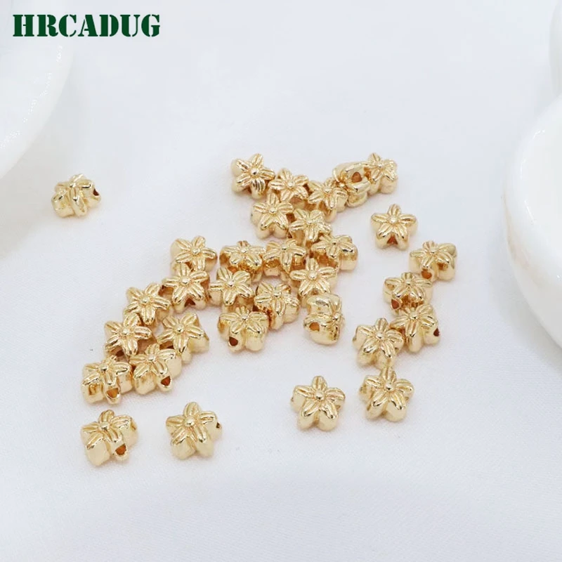 

30PCS Spacer Bead 14K/18K Gold Plated Bracelet Separation Beads For Jewelry Making Accessories Findings Necklace Flower Beads