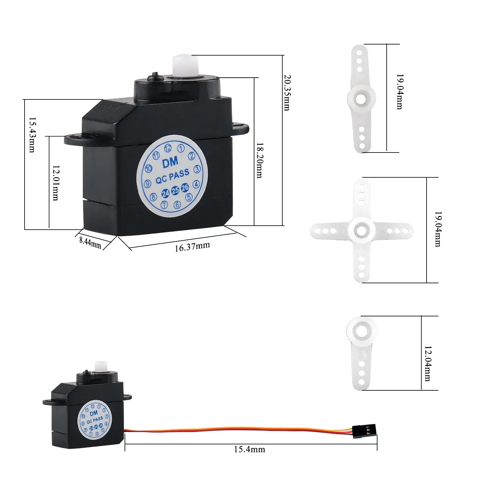 2/4/10x micro servo 2g DM-S0020 110mm JR Servos Digital Circuit télécommande modèle d'avion moteur sans noyau 180 résistant POM Gear