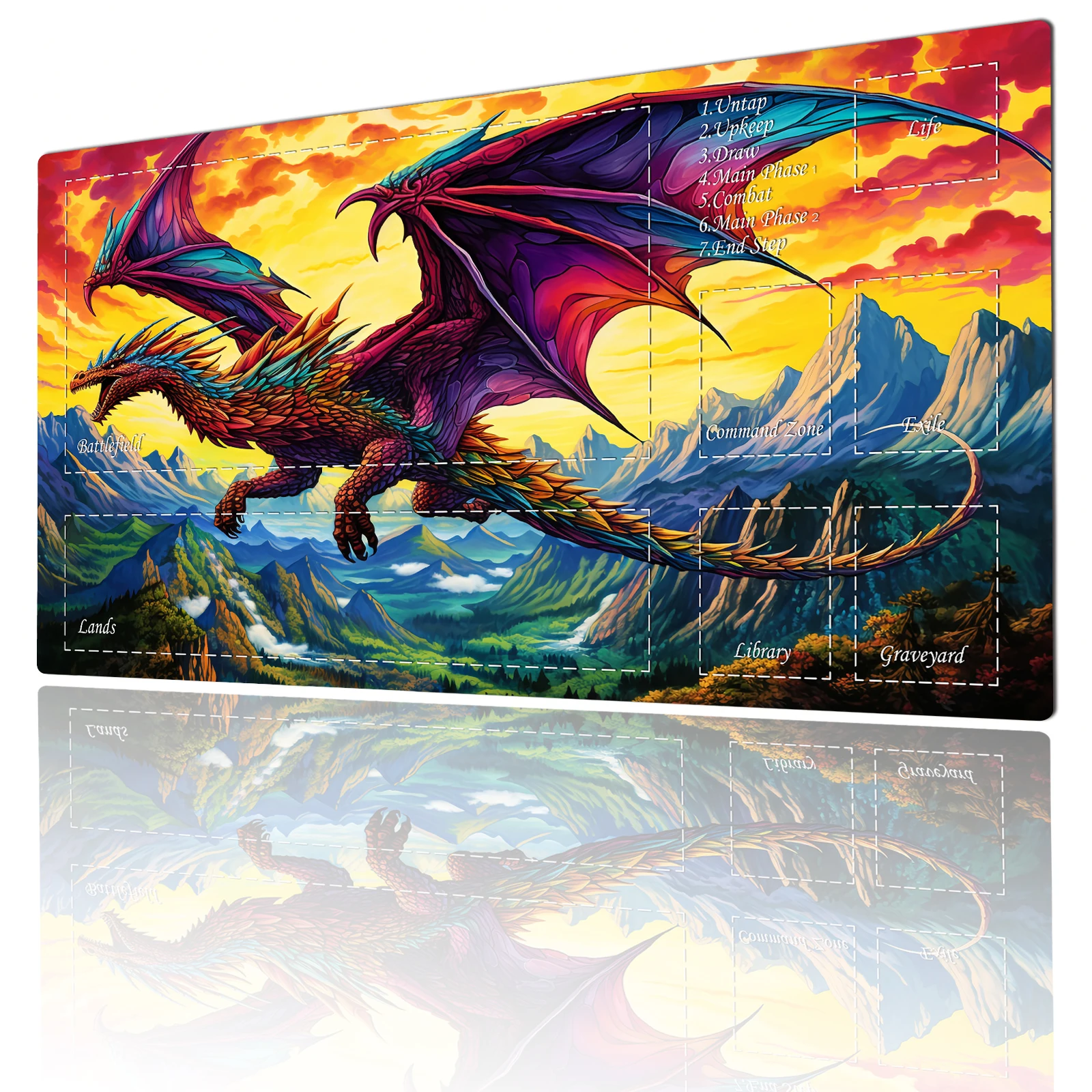 Tappetino da gioco Magic Card con zona Fantasy Magic Dragon tema mtg tappetino da scrivania Tappetino da gioco Commander adatto per la raccolta di giochi