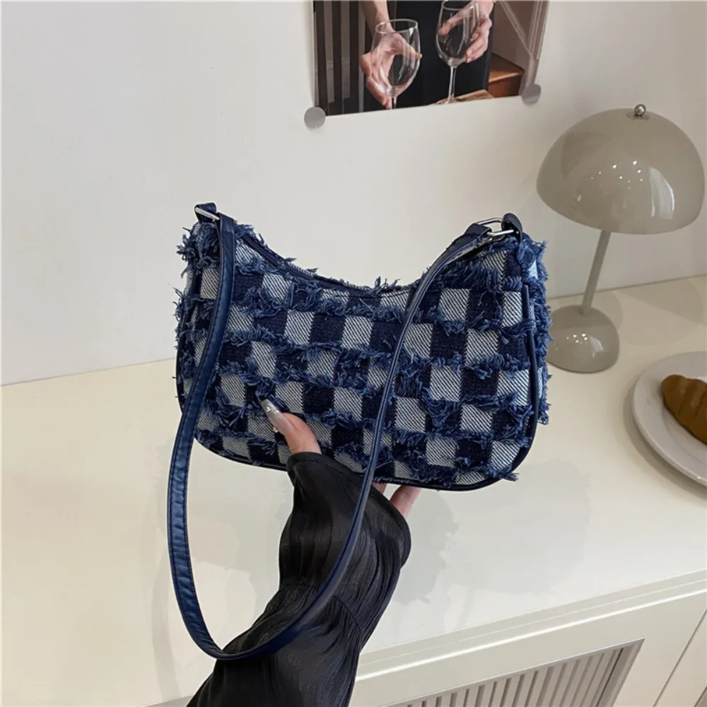 

Trendy New Design Denim Underarm Bag Vintage Star Single Shoulder Bag Tassels Y2k Women's Handbag Lady