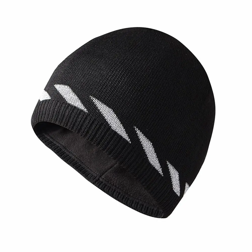 New Polyester Reflective Knit Hat Reflective Stripe Ribbed Knit High Visibility Hat Stretchy Fit Reflective Cap Outdoor Workwear