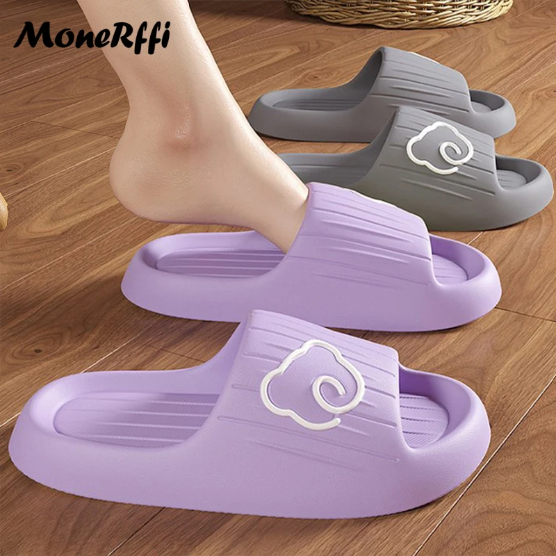 Summer Slippers Women Beach Slides Cartoon Bear Flip Flops Men's Slipper Thick Sole Bathroom Anti-Slip Shoes Couple Sandals