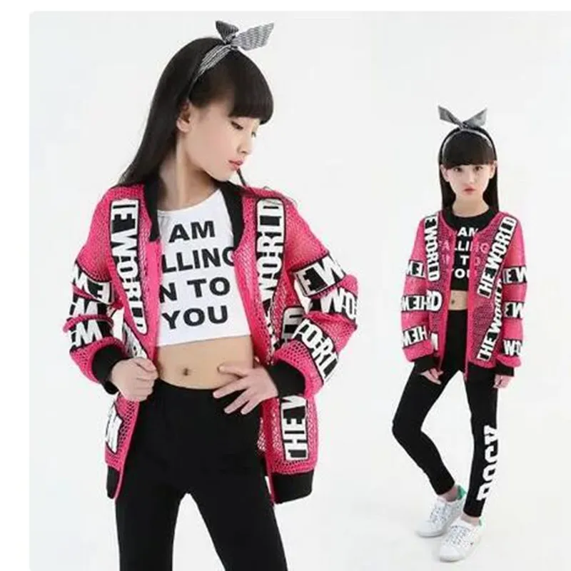

Fashion Children Jazz Dance Clothing 3Pcs/Suit Outfits Girls Street Dance Hip Hop Dance Costumes Kids Performance Clothes Sets