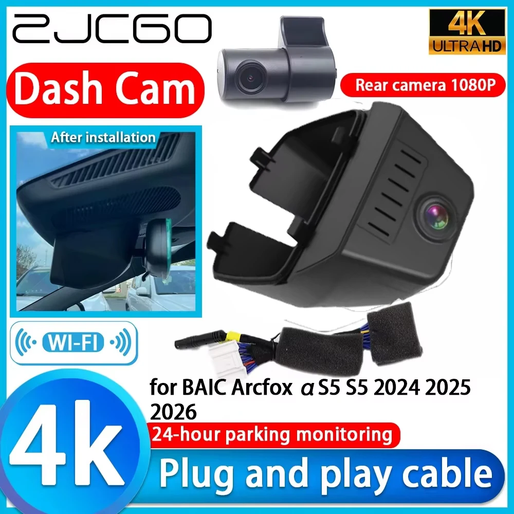 ZJCGO para BAIC Arcfox αS5 S5 2024 2025 2026 Cámara de salpicadero DVR 4K con Wifi, Lente Sony, Grabadora de Video, Visión Nocturna y Monitor de Estacionamiento