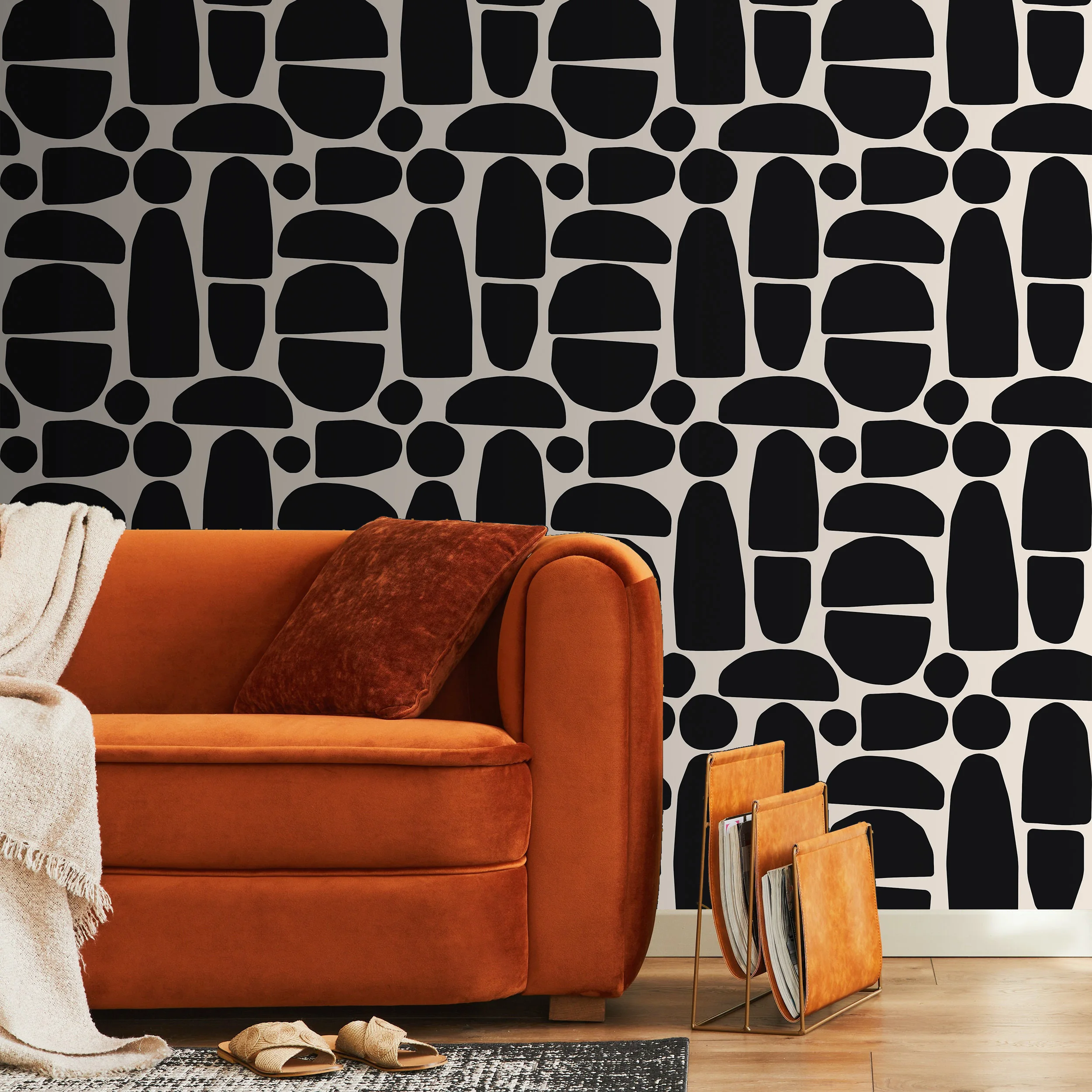 Papel pintado minimalista negro y Beige, papel tapiz adhesivo para pared, pegatinas de pared para cocina, accesorios para el hogar, 50CM * 300CM