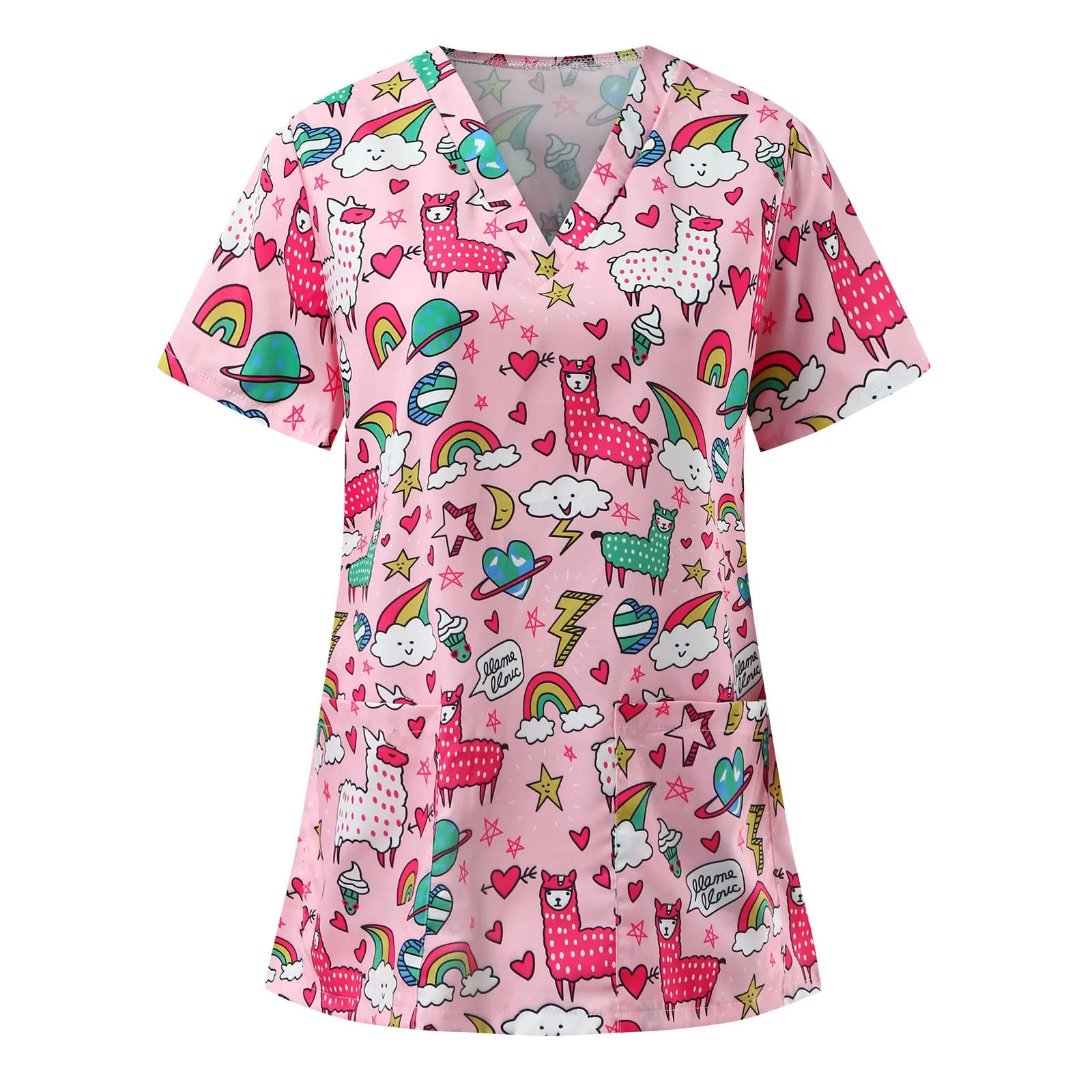 Medische Chirurgische Uniformen Schattige Cartoon Grafische Schoonheidssalon Apotheek Scrubs Tops Tandheelkunde Huisarts Overalls Verpleegster Uniform