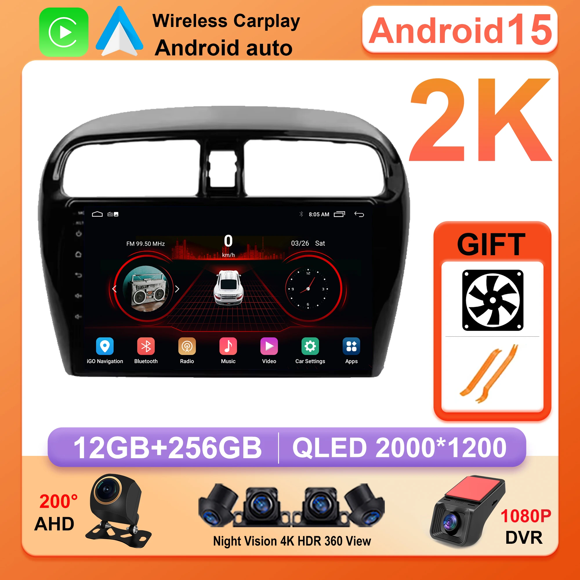 Android 15 For Mitsubishi Mirage 6 Attrage 2012 - 2018 Car Radio Multimedia GPS Wireless Carplay WIFI Video Player Navigation