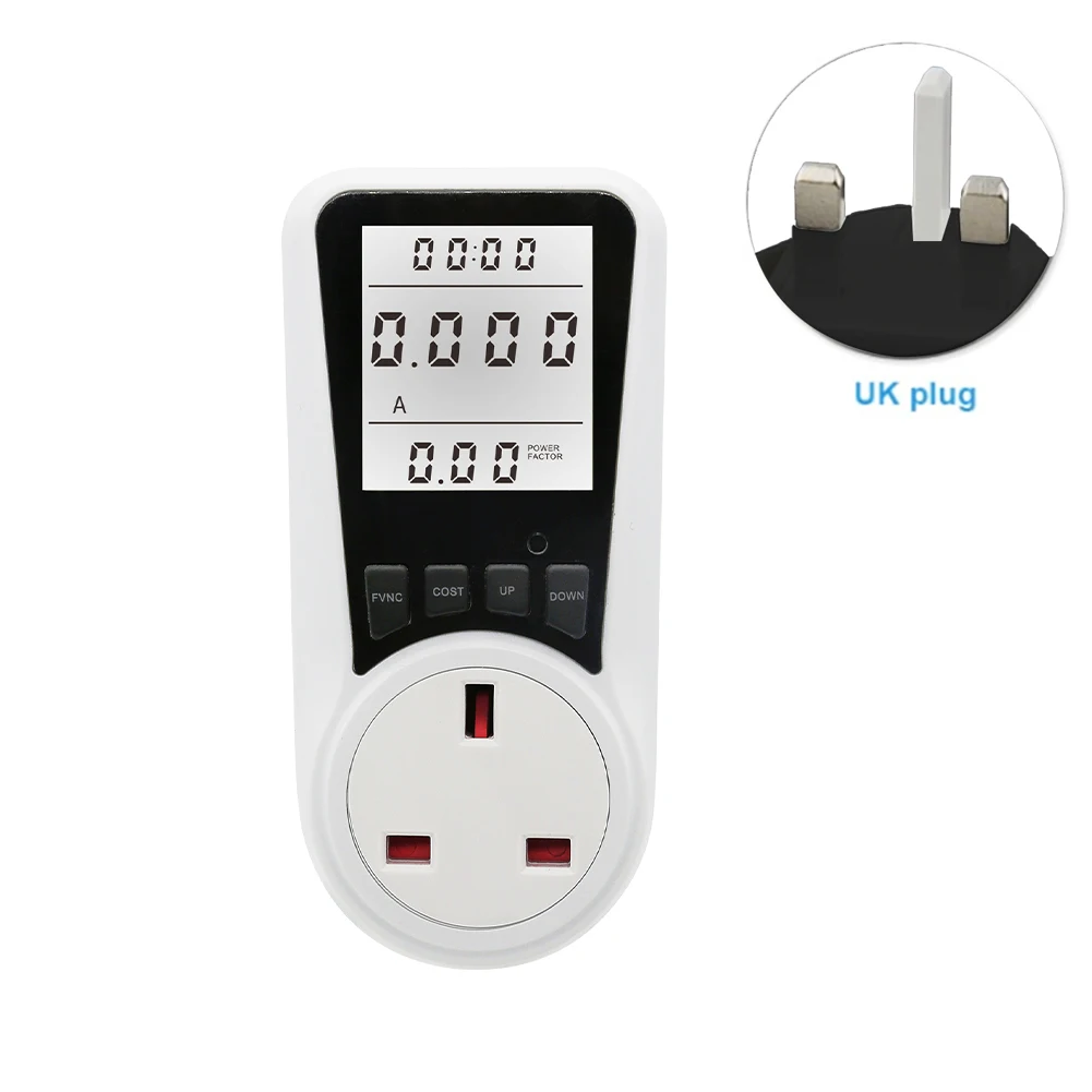 Consumption Volt Wattage Amp Plug In Energy Monitor KWH Backlight Electricity Power Meter LCD Display Overload Warning Socket