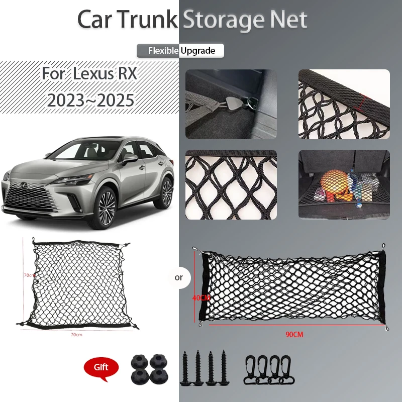 Car Trunk Storage Nets For Lexus RX ALH10 2023 2024 2025 Nylon Mesh Rear Trunk Luggage Organizer Elastic String Auto Accessories