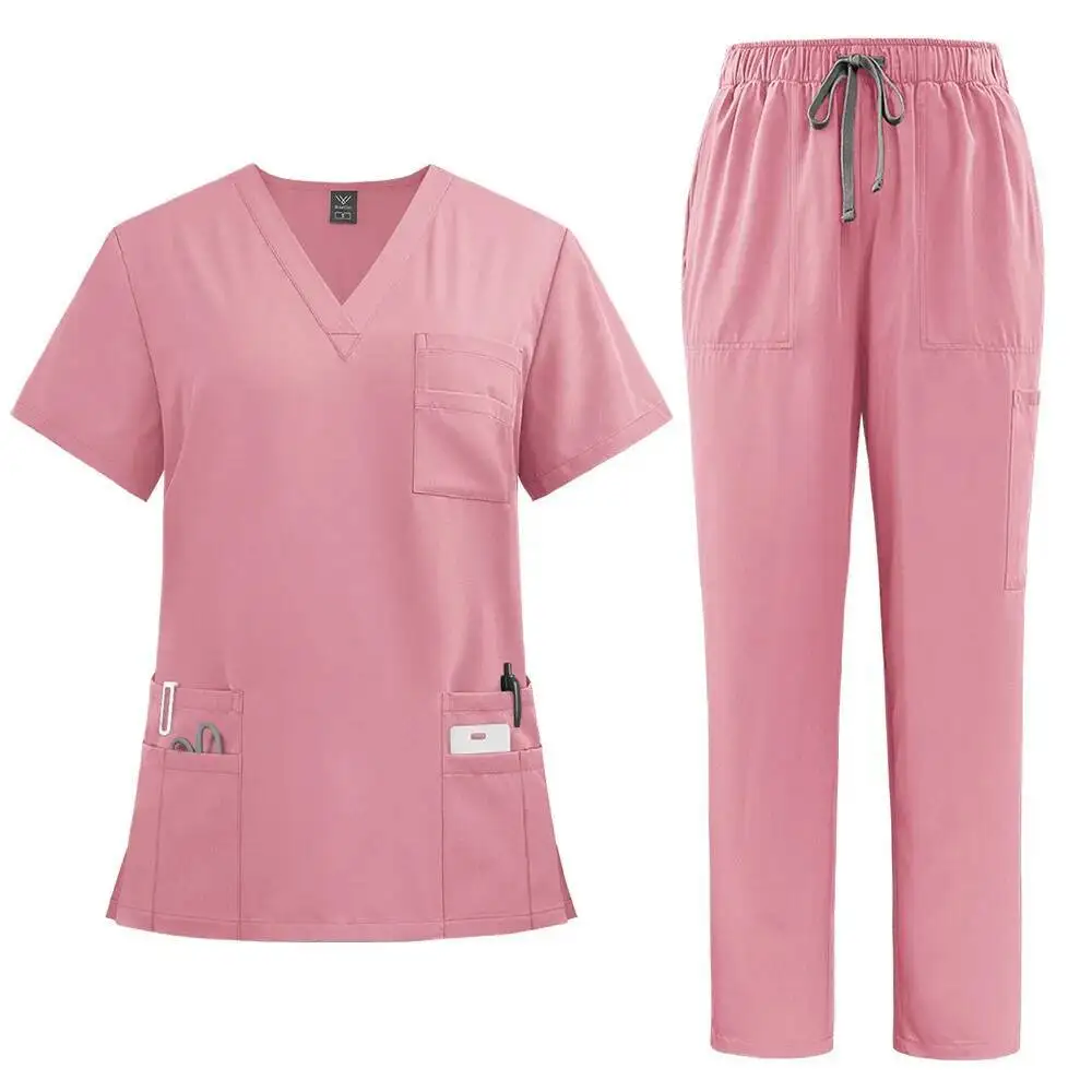 Nuovi abiti per scrub medico ospedaliero Uniforme Donna Uomo Scrub Set Abiti da lavoro di bellezza Accessori per infermiere Tuta per chirurgia dentale