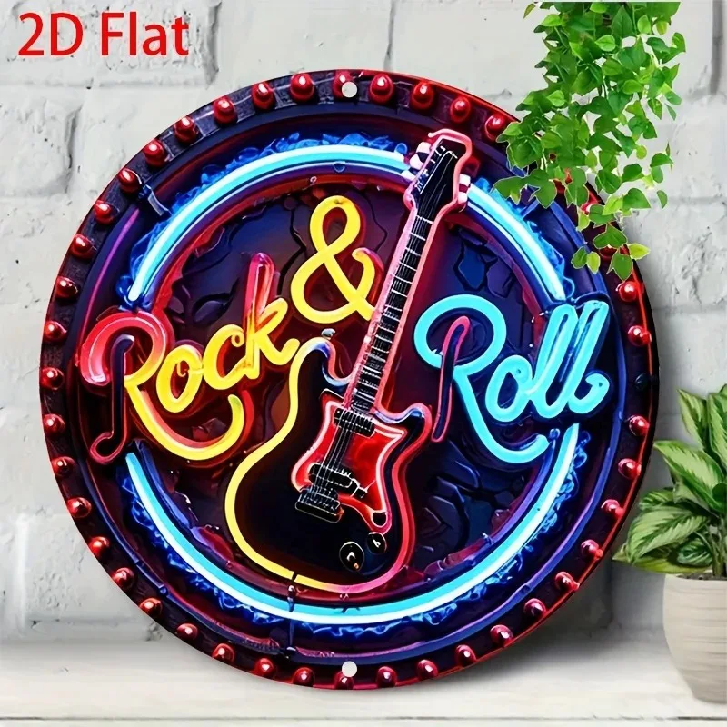 A Vintage Rock Neon Sign, 2Dflat Metal Aluminum Wall Decoration, Suitable for Home, Bar, Café, Club, Outdoor, Garden with Retro view 6