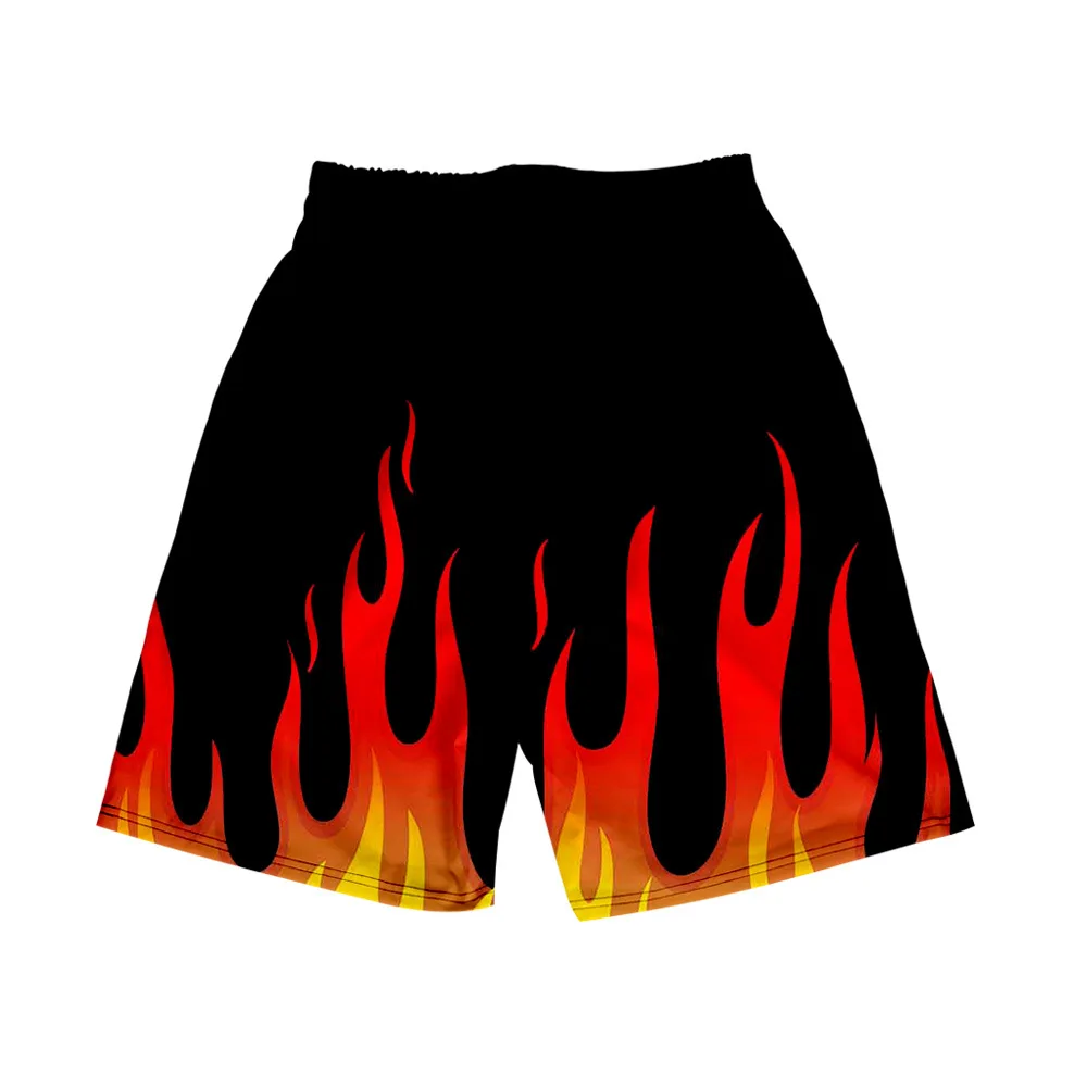 Yellow and Red Flame Board Shorts Trunks Summer New Quick Dry Beach Swiming Shorts Harajuku Short Pants Beach clothes