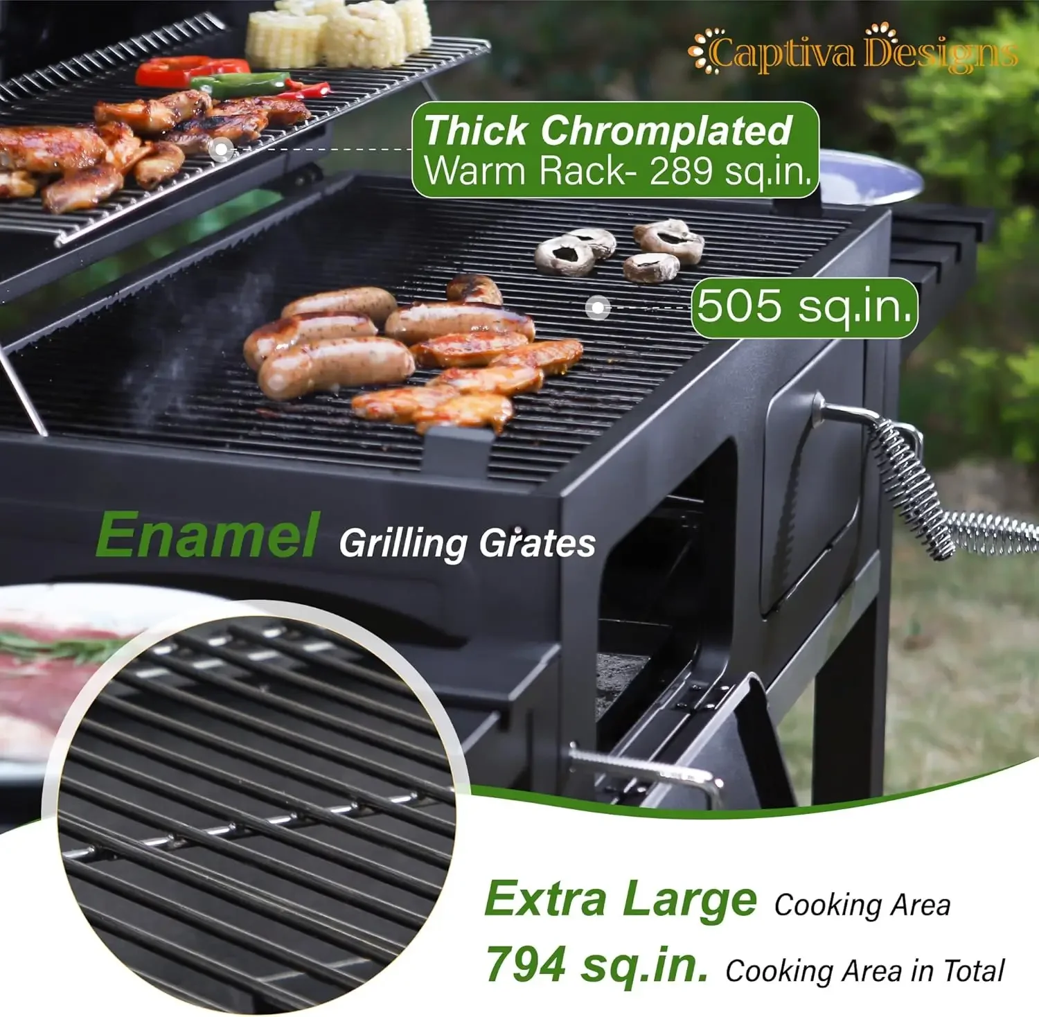 Extra Large Charcoal BBQ Grill with Oversize Cooking Area(794 SQIN), Outdoor Cooking Grill