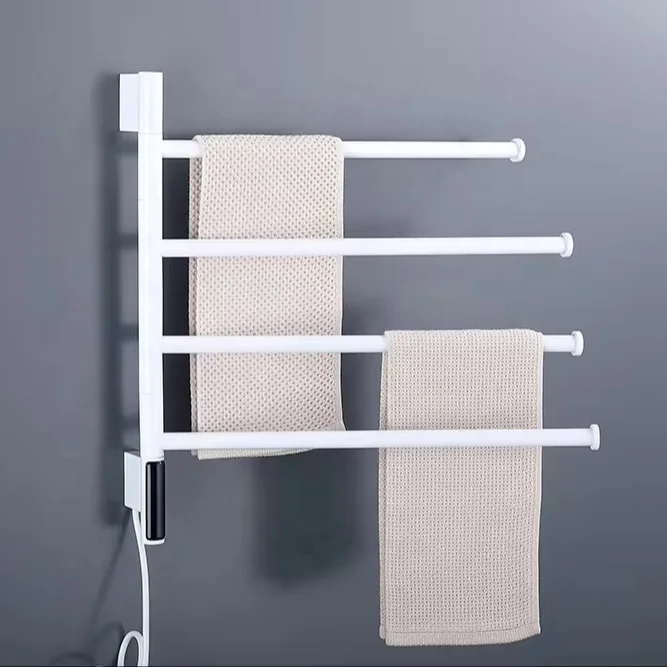 Removable Stainless Steel Bathroom White Towel Rack Wall Mounted Intelligentl Heated Towel Warmer Radiator Electric Towel Railpr
