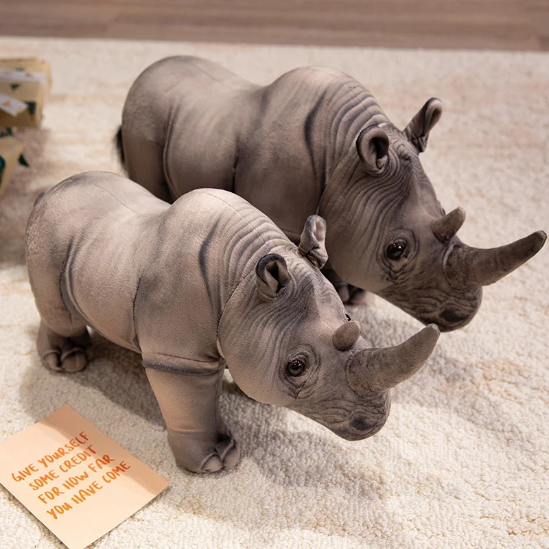 Cute Real Lift Rhinoceros Plush Toys Funny Imitation Hippo Stuffed Toys Giant animals Plushie Holiday Gift Party Decor