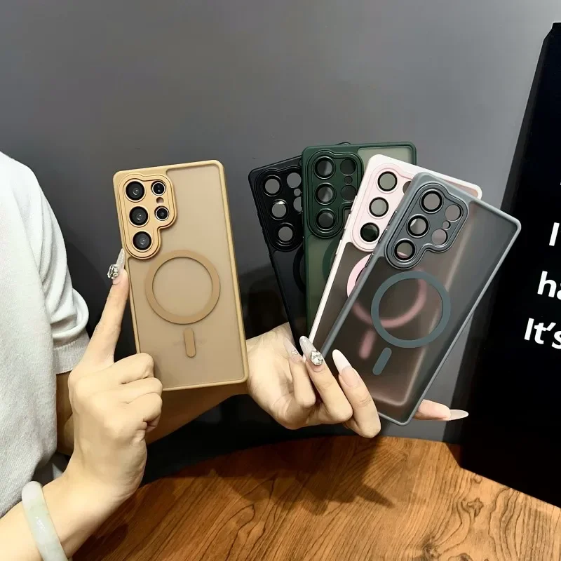 Magnetic Luxury Matte Translucent Armor Shockproof Case For Samsung Galaxy S26 S25 S24 Ultra Plus Magsafe Wireless Charge Cover - náhled 3