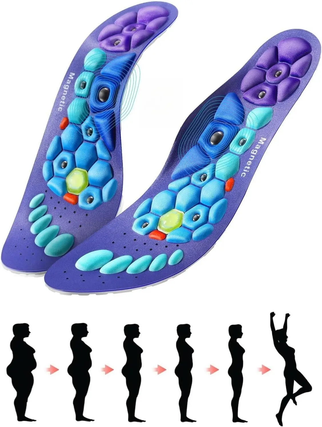 Orthopädische Akupressur-Einlegesohlen, magnetische Einlegesohlen, Reflexzonenmassage-Einlegesohlen, Schmerzlinderung, bequeme Fußstütze für Männer und Frauen