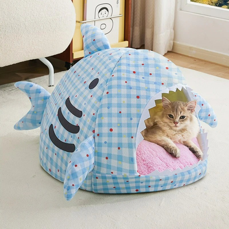 

Cat House Winter Warm Semi-Enclosed Cat Sleeping Safe Nest Villa All-Season Dog House Pet Supplies Puppy Accessories