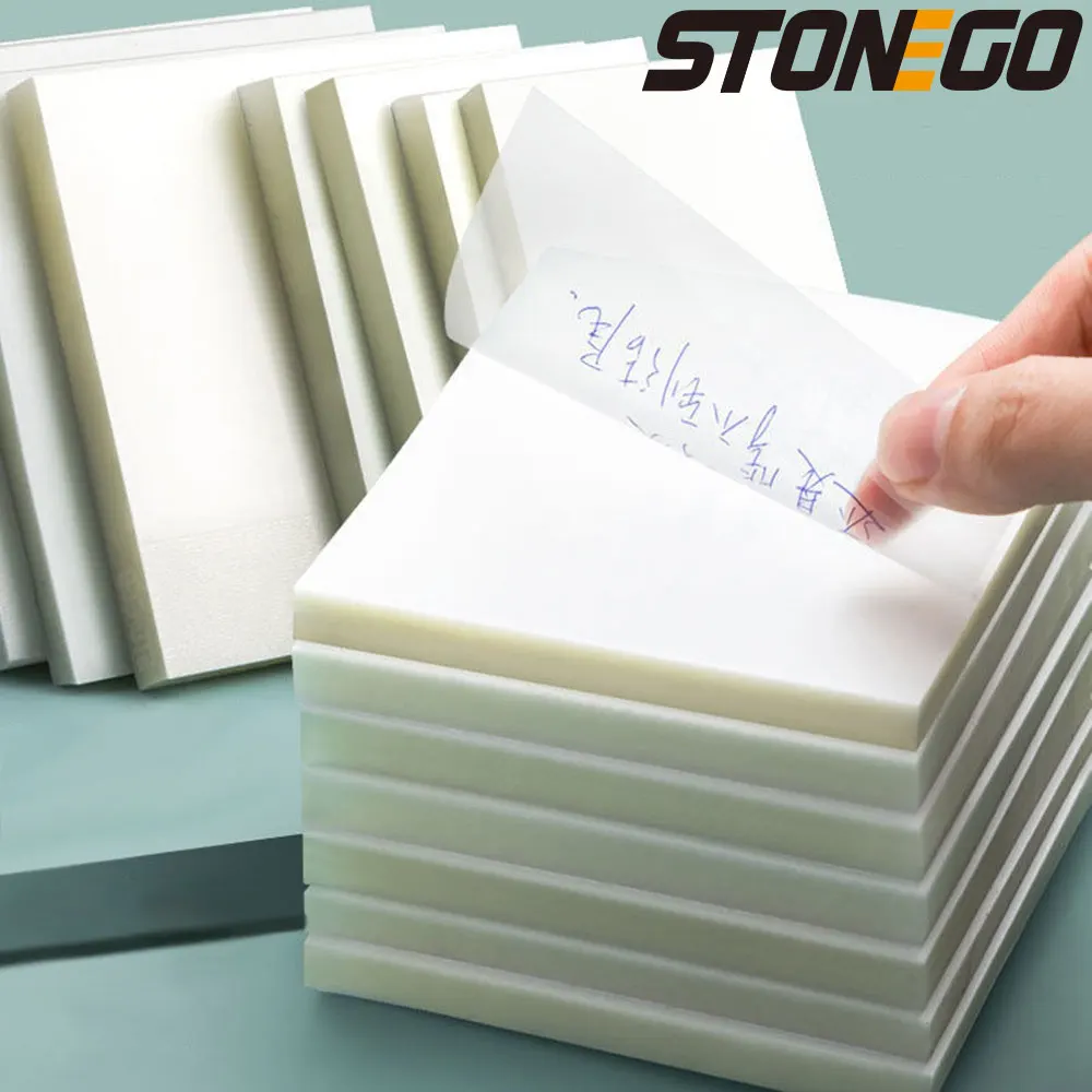 50 hojas/almohadilla de notas adhesivas transparentes, impermeable, autoadhesivo, recordatorio de mensajes, suministros escolares para el hogar y la Oficina