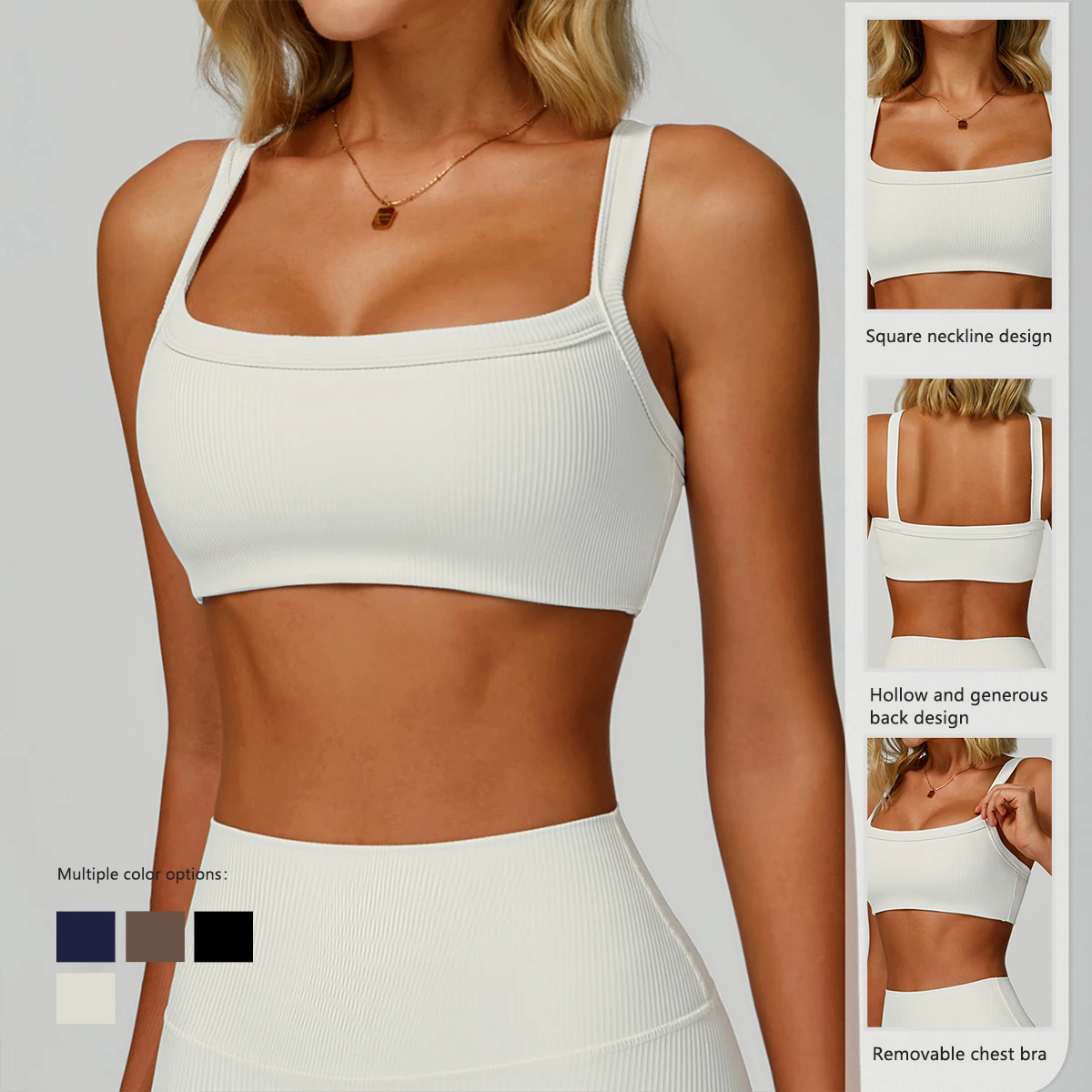 

Yoga bra backless tight fitting sports fashion solid color underwear running fitness tennis top thread chest pad 2025 new style