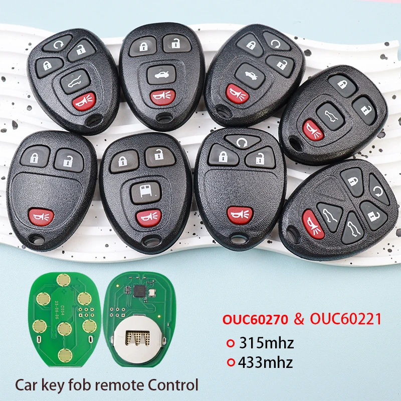 433/315Mhz OUC60270 OUC60221 Remote Control Entry Car Key Fob for Buick for Chevrolet Cadillac GMC Saturn Tahoe Traverse Yukon