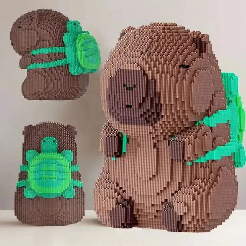 

Cartoon Animals Brown Guinea Pig Capybara Micro Diamond Block Construction Model Building Bricks Educational STEM Toys For Kids
