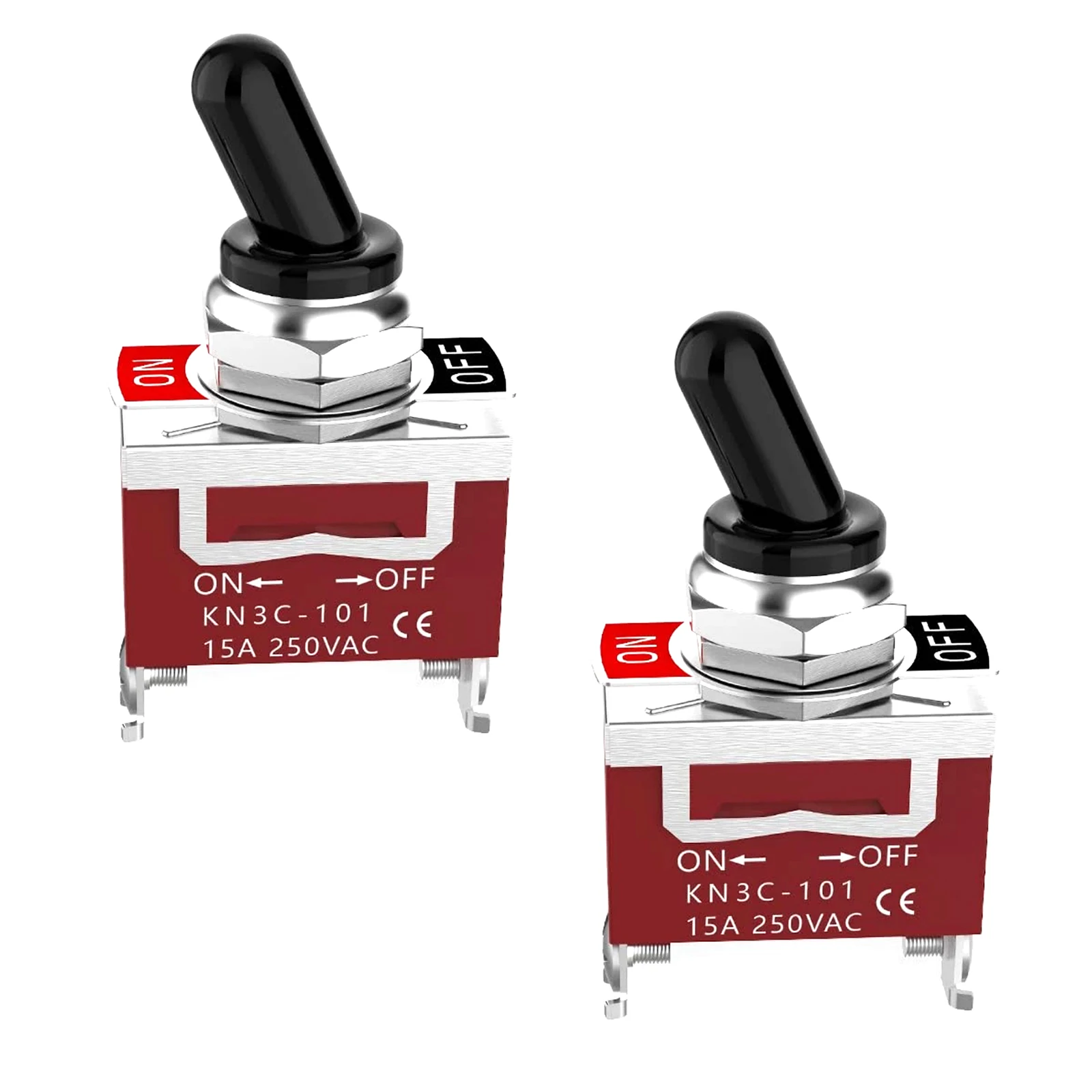 IP65 Waterproof Toggle Switch 2 Pack 12V DC 30A, SPST ON/Off Heavy Duty with Boot Cap for Automotive Boat Truck Fog Light