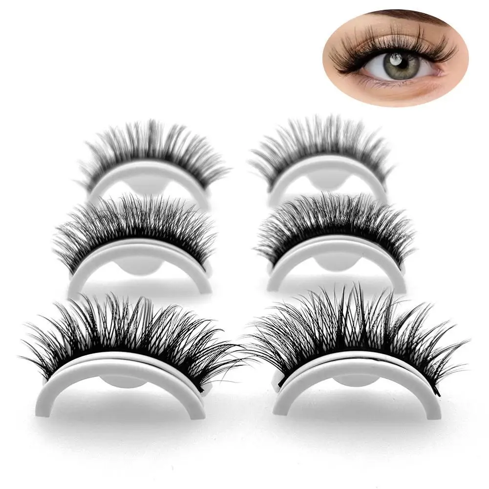 1 ペア再利用可能な自己粘着つけまつげフルストリップまつげ接着剤不要 3 秒でまつげエクステンション美容用品を装着する