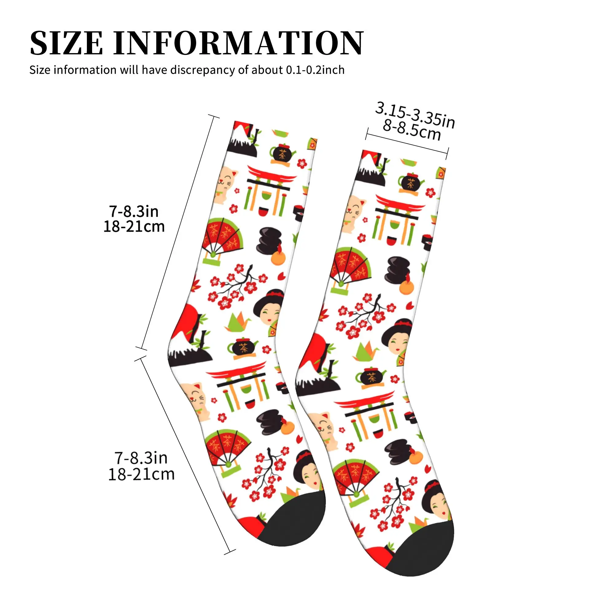 Cool Men's White Japanese Geisha Lucky Cat Dress Socks Unisex Warm Comfortable 3D Print  Crew Socks view 4