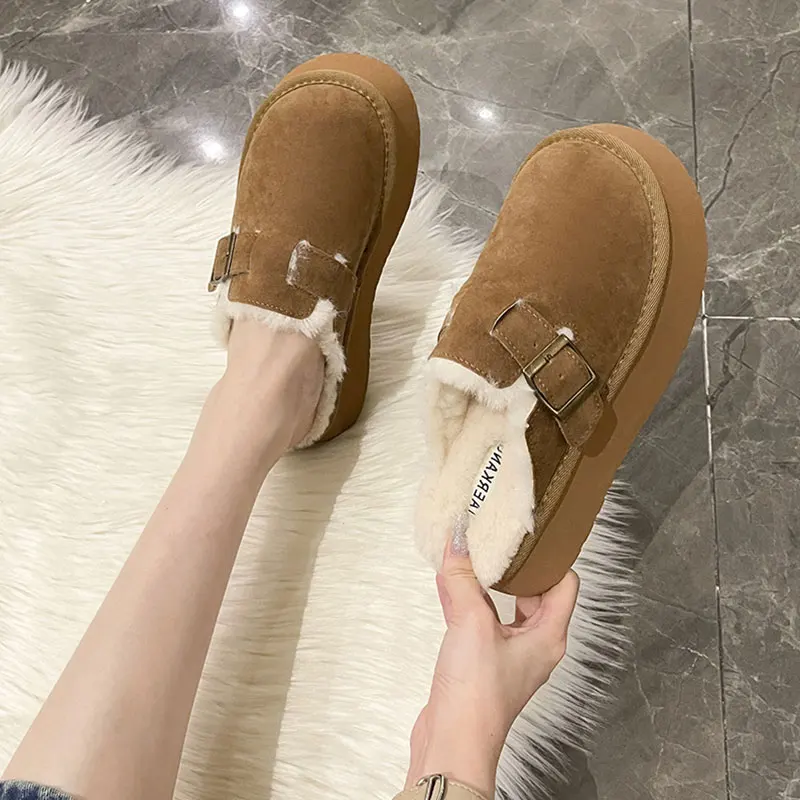 Cover Toe Winter Woman Slipper Slides Female Shoes Loafers Platform 2024 House Slippers Platform Shoes Woman 2024 Cover Toe Pant