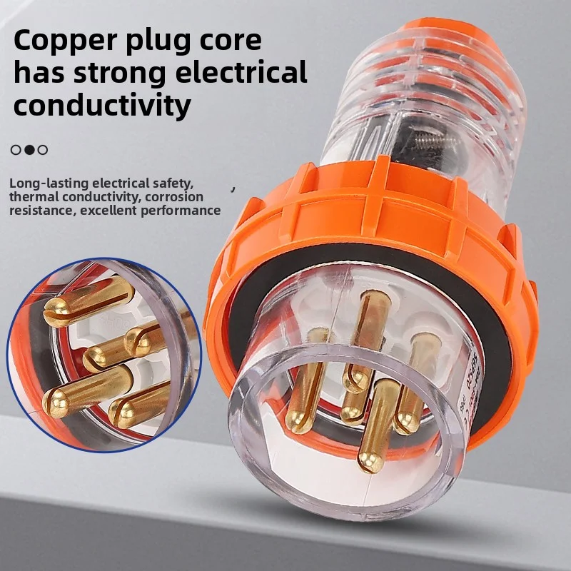 Transparent 5-Hole Aviation Connector 3-Core 4-Wire Right Angle Bent Plug Male Female Docking Socket Power Terminal