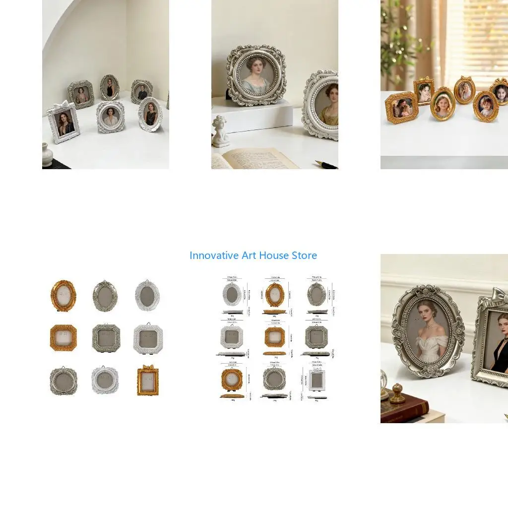 E1PC Resin Photo Frame Decorative Picture Frame for Wall Hanging and Tabletop Display Raised Detail for Bedroom, Entryway