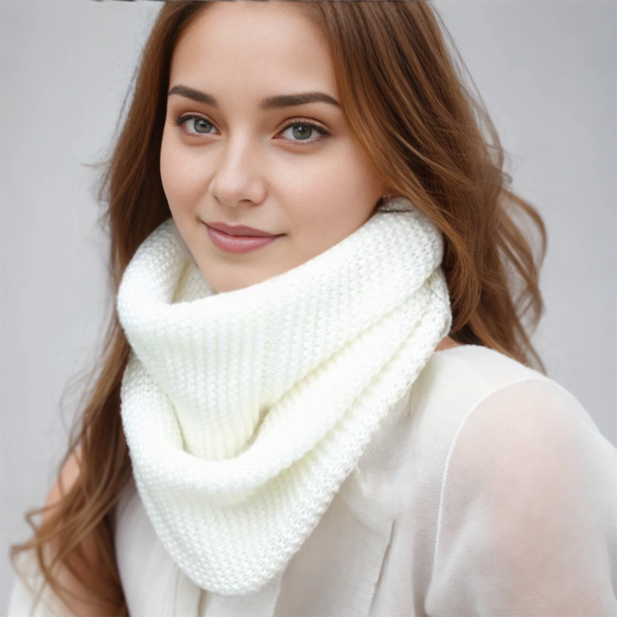 Fashion Knitted Scarf Winter Warm Thick Neckscarf Detachable Scarves Unisex Windproof Outdoor Neckwear Soft Muffler 2pcs