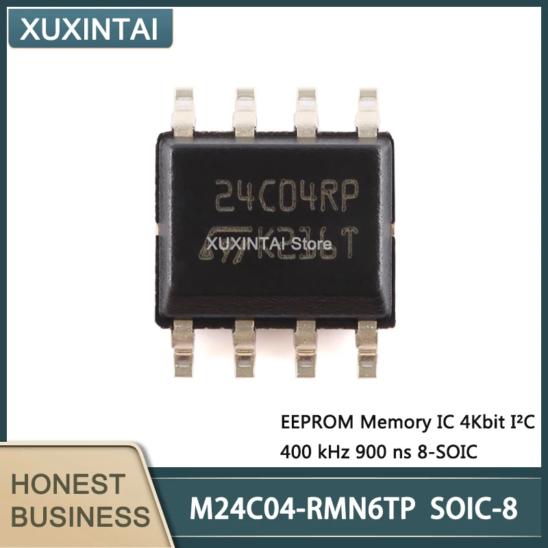 100Pcs/Lot  New Original  M24C04-RMN6TP M24C04 EEPROM Memory IC 4Kbit I²C 400 kHz 900 ns 8-SOIC