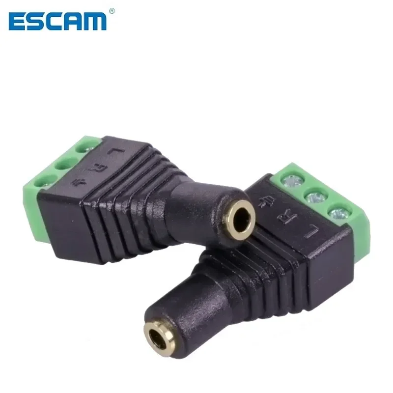 Conector Jack de 3,5mm para vídeo AV Balun 3,5mm, Conector estéreo hembra a AV, Terminal de tornillo, 3,5mm, hembra, 3 pines