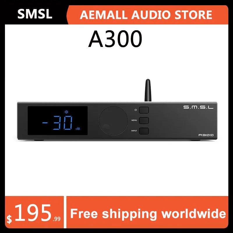 

SMSL A300 Hi-res Bluetooth 5.0 Power Amplifier 2.1 audio system 165W*2 BTL 330W SDB patented sound effects Subwoofers HIFI AMP