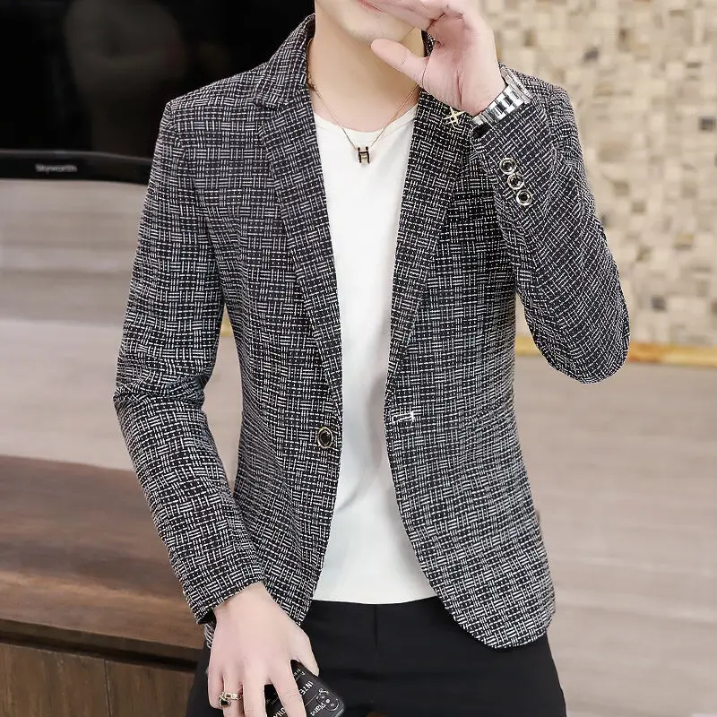 2026 High Quality Men Fashion Handsome All Fashion Business Casual Suit Handsome Slim Single Coat