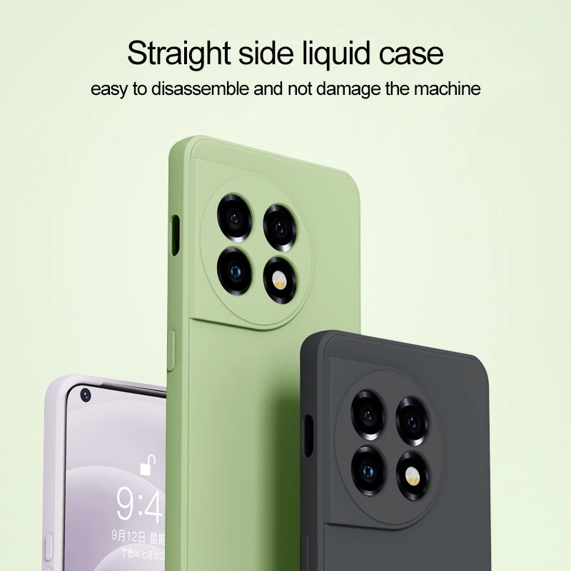 For OnePlus 11 Case Square Liquid Silicone Camera Lens Protector Soft Cover For OnePlus 11 One Plus 11 OnePlus11 Shockproof Case