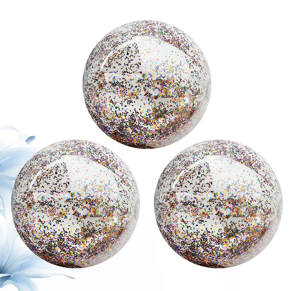 3pcs Transparent Sequin Inflatable Ball Summer Funny Water Fun Play Beach Ball Pool Ball Party Favor Glitter Photo Props For Kid