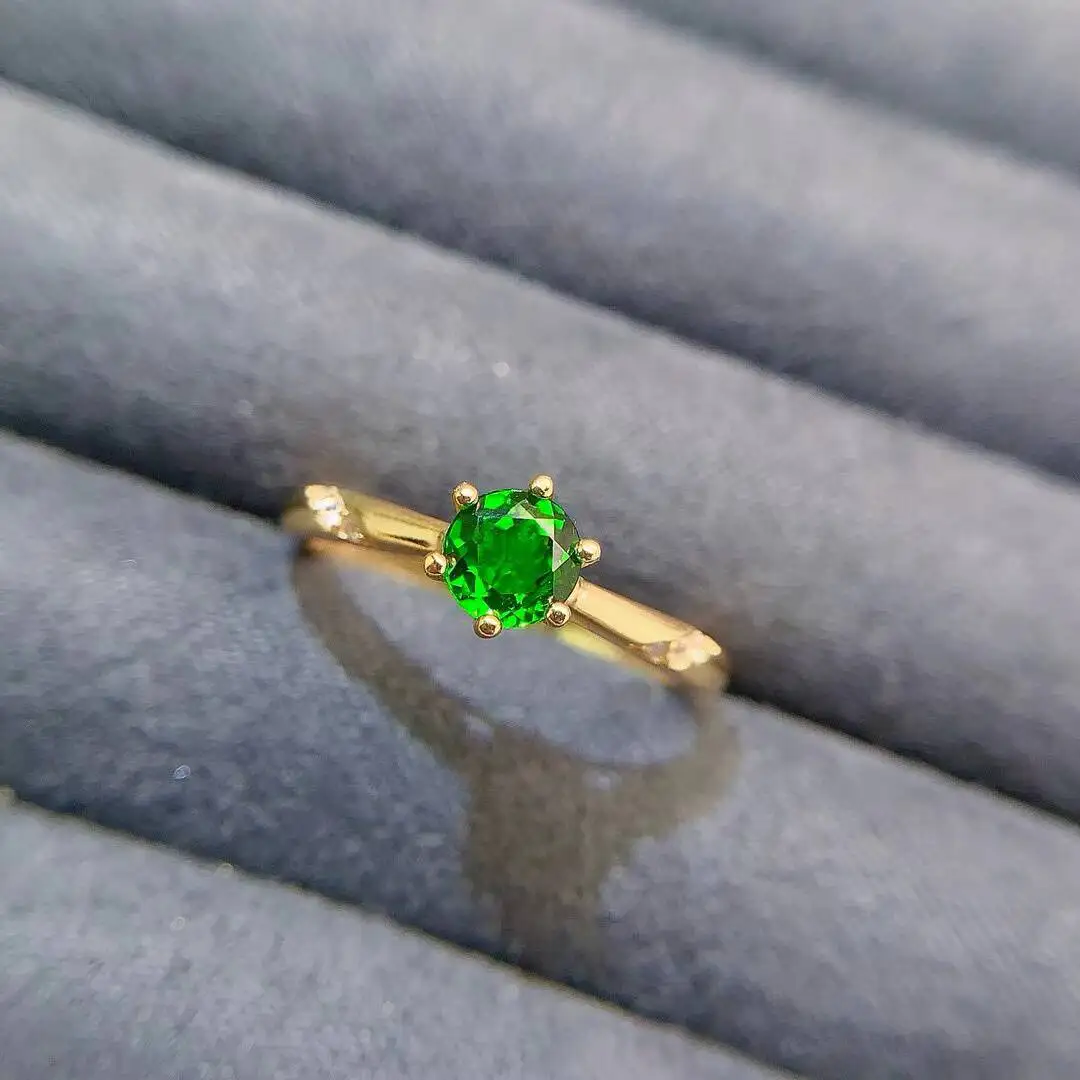 KJJEAXCMY New style Jewelry Natural Women's Diopside Ring 925 silver inlay Colorful and splendid High clarity supports detection