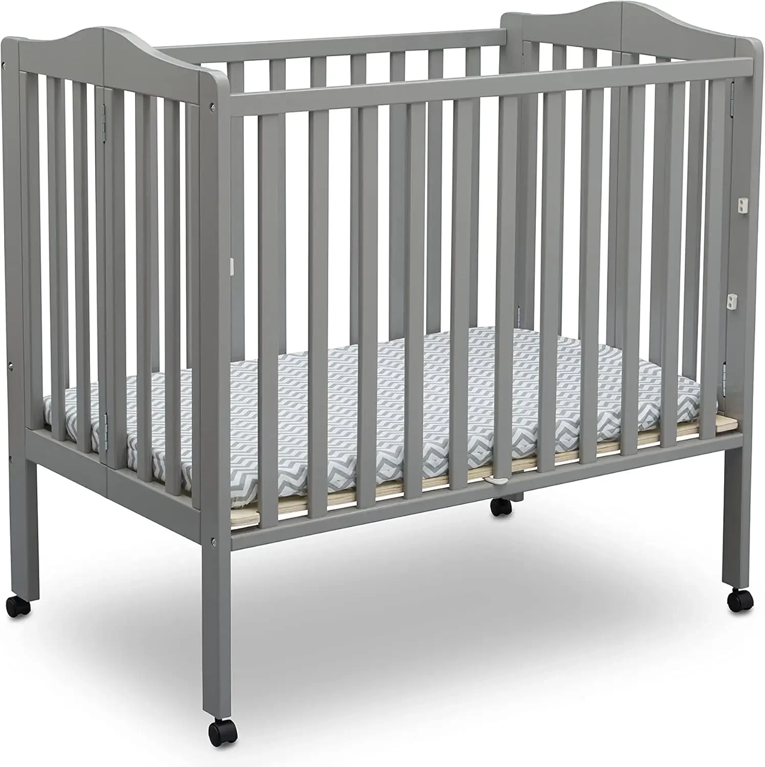 Children Folding Portable Mini Baby Crib with 1.5-inch Mattress - Gold Certified, Grey