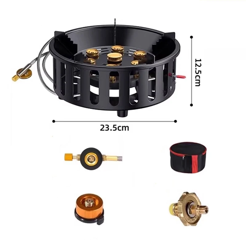 

25000W 7-Core Camping Stove Strong Fire Power Gase Burner Windproof Stove Electronic ignition Outdoor Stoves Hiking Camping Part