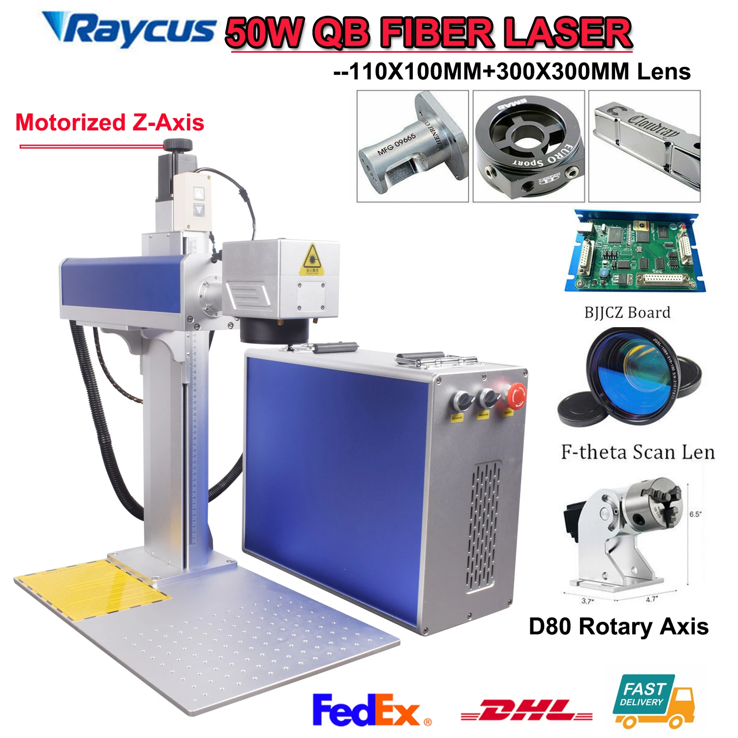 EU STOCK Galvo Laser Raycus 50W Fiber Laser Marking Machine 50W Raycus QB  Laser Engraving Machine 110*110mm +300*300mm