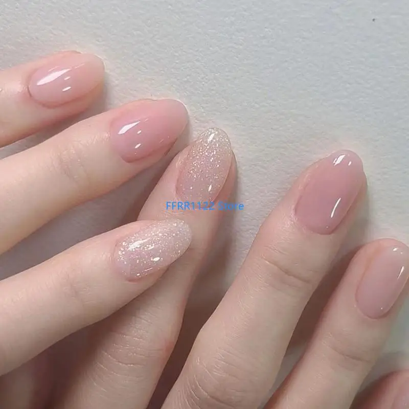 

Y1UF 24 Pieces Almond Press On Glitters Acrylic Full Cover Artificial Manicure Decoration Art