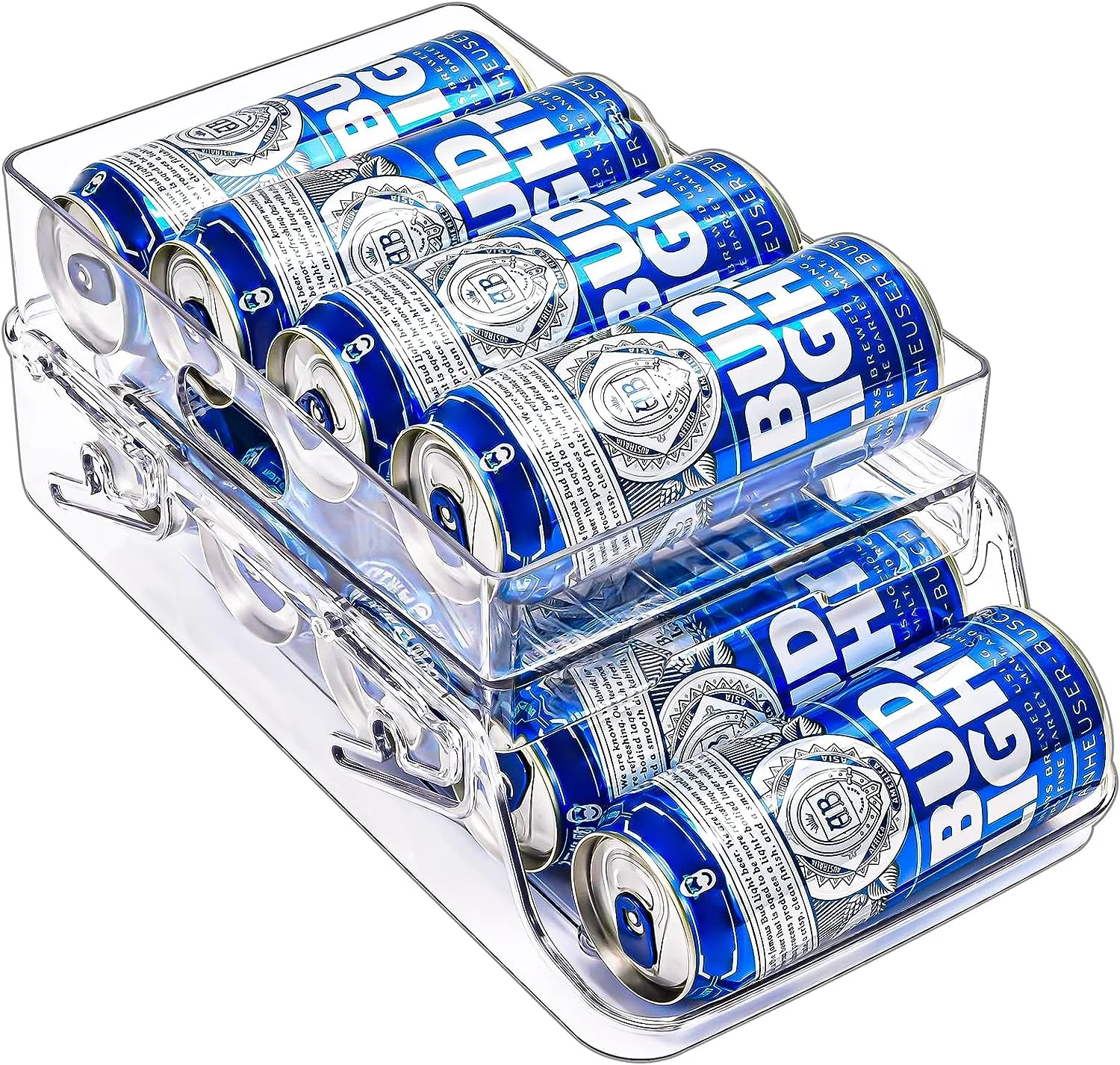 Soporte de almacenamiento para latas de refrigerador, dispensador de latas rodantes, organizador de latas de Soda Pop, contenedores apilables, congelador de 2 niveles, latas de bebidas o