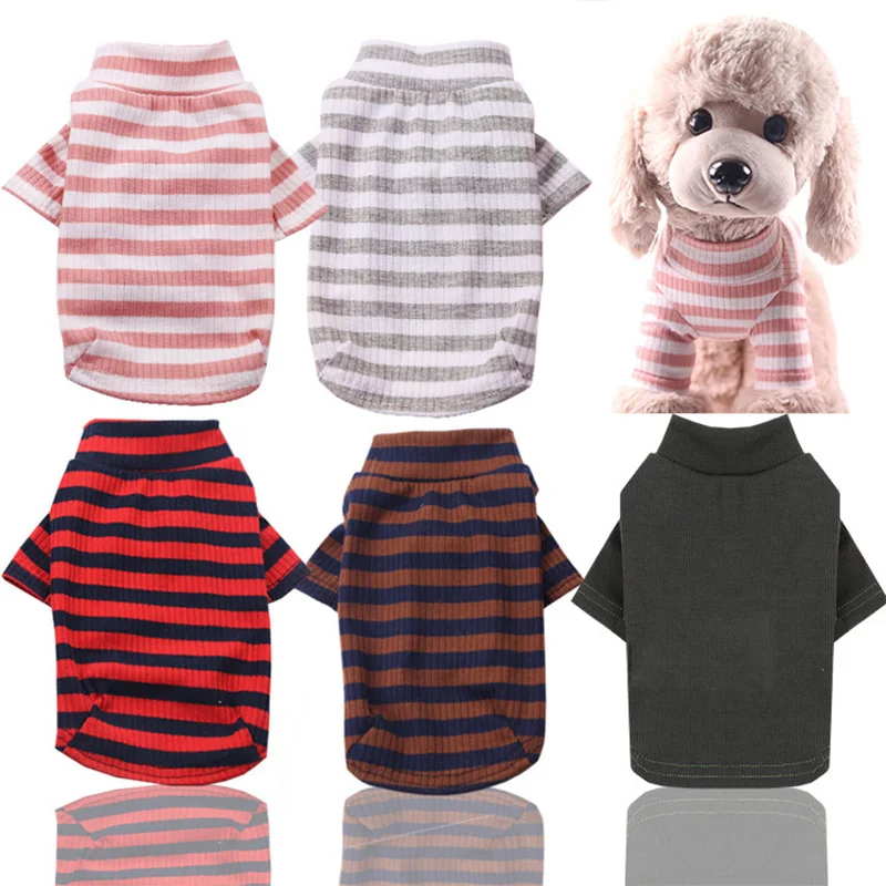 

Thin Stripe Pet Dog Clothes Chihuahua Basic Shirt Spring Breathable High Elastic Sweatshirt Classic Puppy Protector Pet Clothing