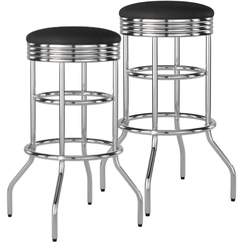 Taburete de Bar giratorio de 30 pulgadas de alta resistencia para mostrador de cocina, garaje o taller, asiento de piel sintética con Base de Metal, paquete de 2