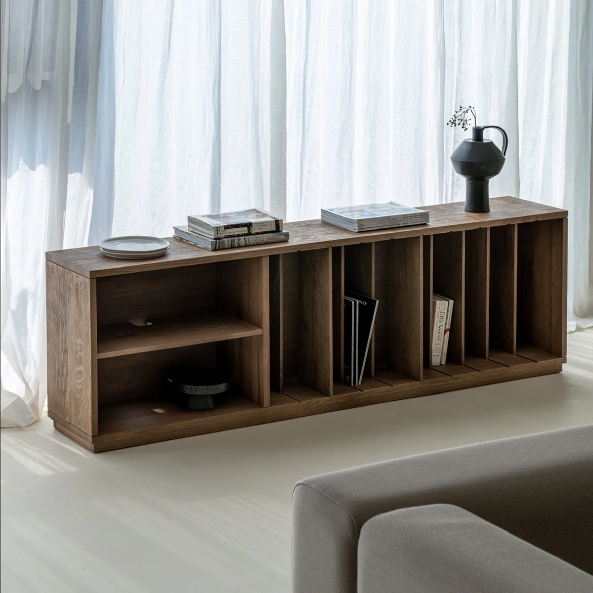 

#Modern Simple Light Luxury Oak Wood Bookcase with Drawers Solid Wooden Living Room Bedroom Furniture